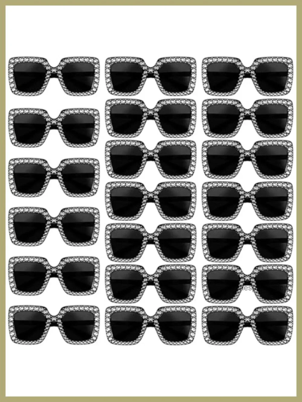 20 Pack Crystal Oversized Square Sunglasses Retro Disco Glitter Party Favors